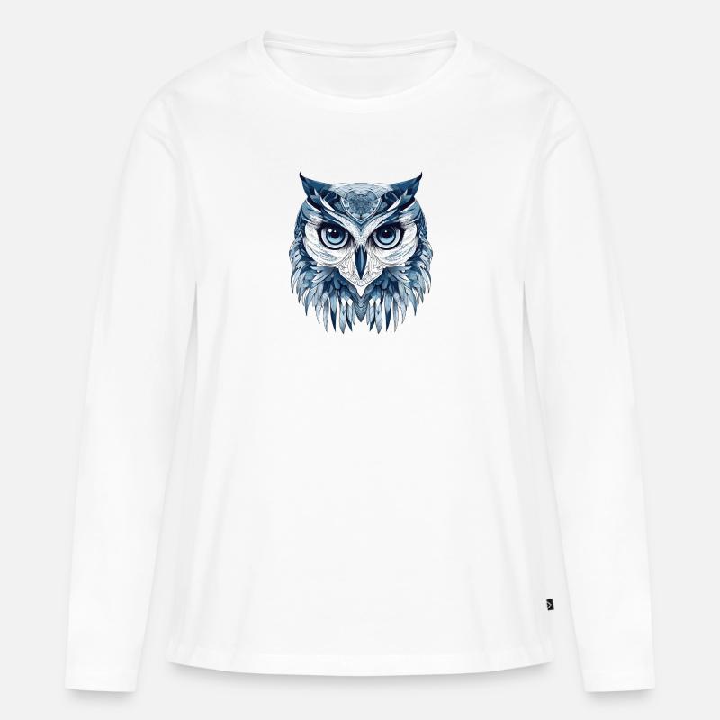 Owl Eule - Frauen Premium Bio Langarmshirt - Weiß