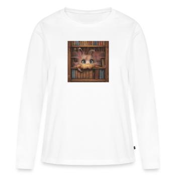 Fabelwesen im Buchregal - Frauen Premium Bio Langarmshirt - Weiß - Vorne - Julia (174cm)