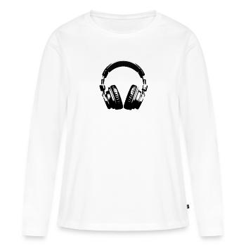 Casque d’écoute J’aime la musique - T-shirt manches longues Premium bio Femme - blanc - Devant - Julia (174cm)