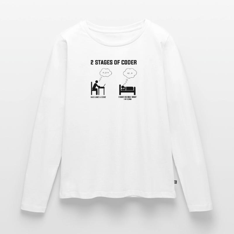 2 étapes du codeur - Idée cadeau Codage de code d’humour T-shirt manches longues Premium bio Femme