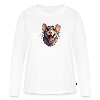 Crazy rat with open mouth - Women's Premium Organic Long Sleeve Shirt - white - Front - Julia (174cm)