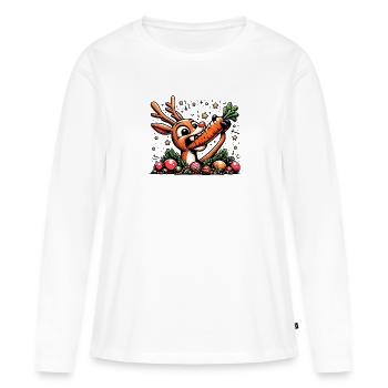 Rudolph le renne - Conception de jardin de Noël - T-shirt manches longues Premium bio Femme - blanc - Devant - Julia (174cm)