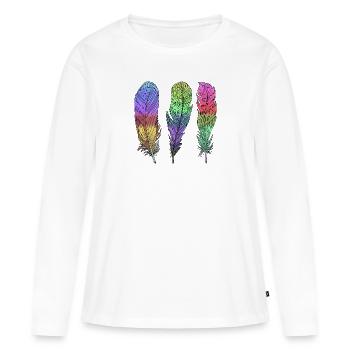 Feder - Frauen Premium Bio Langarmshirt - Weiß - Vorne - Julia (174cm)