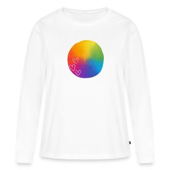 Rempli de cœur - T-shirt manches longues Premium bio Femme - blanc - Devant - Julia (174cm)