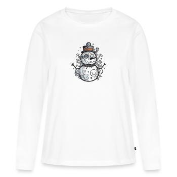 Schneemann - Frauen Premium Bio Langarmshirt - Weiß - Vorne - Julia (174cm)