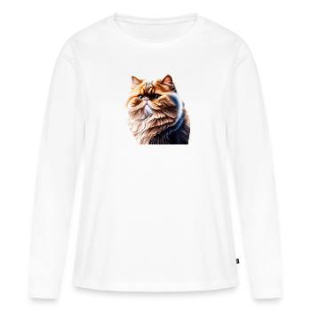 Chat persan, Propriétaire de chat, Chat, Chat, Chat domestique - T-shirt manches longues Premium bio Femme - blanc - Devant - Julia (174cm)