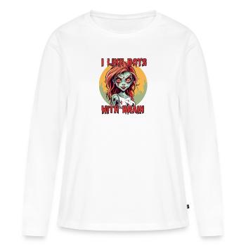 Zombie - I LIKE BOYS WITH BRAIN - Frauen Premium Bio Langarmshirt - Weiß - Vorne - Julia (174cm)