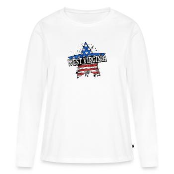 West Virginia - USA - United States of America - Frauen Premium Bio Langarmshirt - Weiß - Vorne - Julia (174cm)