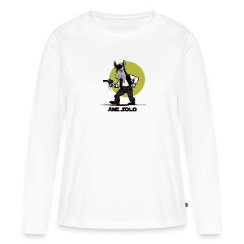 Le fameux ÂNE SOLO ! - T-shirt manches longues Premium bio Femme - blanc - Devant - Julia (174cm)