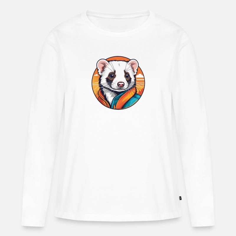 Frettchen - Frauen Premium Bio Langarmshirt - Weiß
