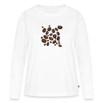 Grains de café Café - T-shirt manches longues Premium bio Femme - blanc - Devant - Julia (174cm)