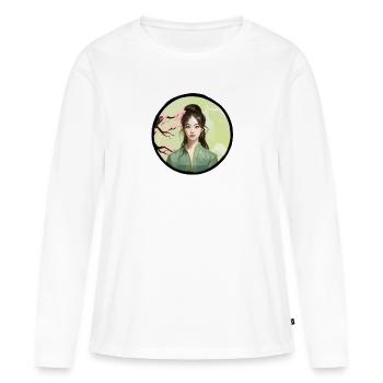 Glattes Asien - Frauen Premium Bio Langarmshirt - Weiß - Vorne - Julia (174cm)