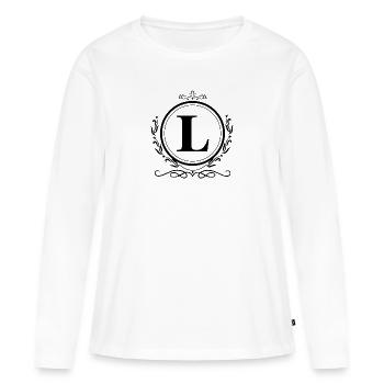 lettre l décoration - T-shirt manches longues Premium bio Femme - blanc - Devant - Julia (174cm)