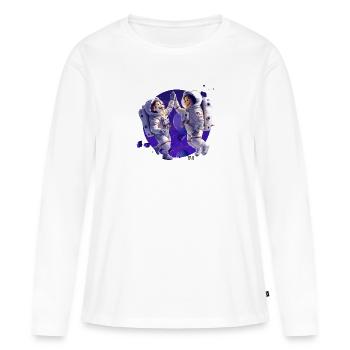 Bienvenue dans l’espace ! - T-shirt manches longues Premium bio Femme - blanc - Devant - Julia (174cm)