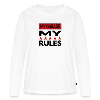 Garage - T-shirt manches longues Premium bio Femme - blanc - Devant - Julia (174cm)