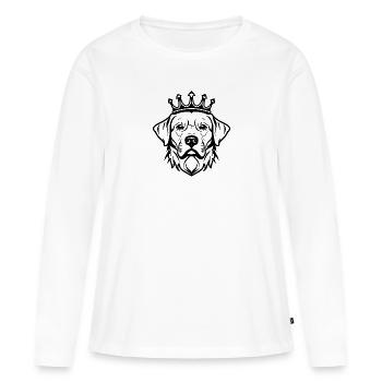 Chien sérieux avec couronne - T-shirt manches longues Premium bio Femme - blanc - Devant - Julia (174cm)