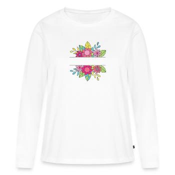 Ornement floral - T-shirt manches longues Premium bio Femme - blanc - Devant - Julia (174cm)