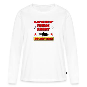 Angeln - Frauen Premium Bio Langarmshirt - Weiß - Vorne - Julia (174cm)
