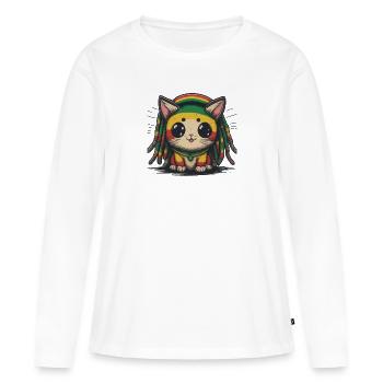 Lion Reggaeton - T-shirt manches longues Premium bio Femme - blanc - Devant - Julia (174cm)