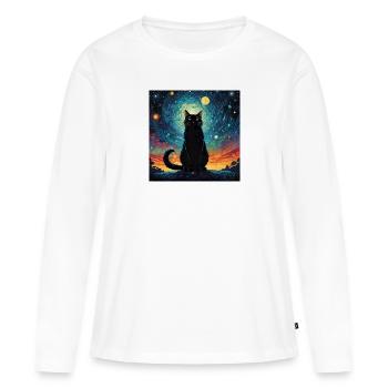 Schwarze Katze Black Cat - Women's Premium Organic Long Sleeve Shirt - white - Front - Julia (174cm)