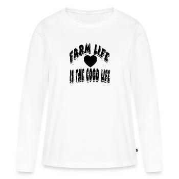Ferme - T-shirt manches longues Premium bio Femme - blanc - Devant - Julia (174cm)