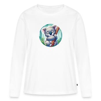 Koala heureux ours koala - T-shirt manches longues Premium bio Femme - blanc - Devant - Julia (174cm)