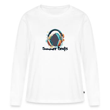 Casque / Audio / Musique / Son / Studio / Cool - T-shirt manches longues Premium bio Femme - blanc - Devant - Julia (174cm)