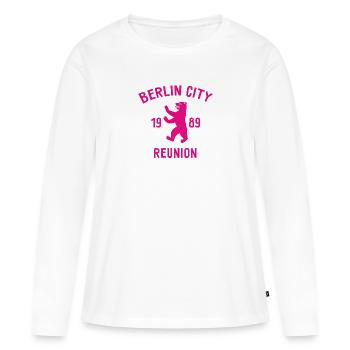 Berlin City - 1989 - La Réunion - Berliner Bär - T-shirt manches longues Premium bio Femme - blanc - Devant - Julia (174cm)