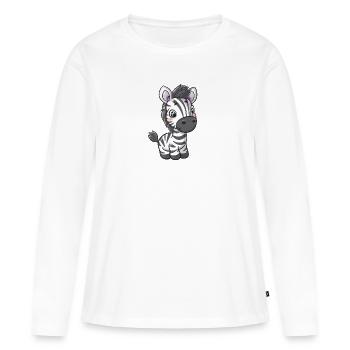 Autocollants zèbre kawaii de style bande dessinée – Isolé - T-shirt manches longues Premium bio Femme - blanc - Devant - Julia (174cm)