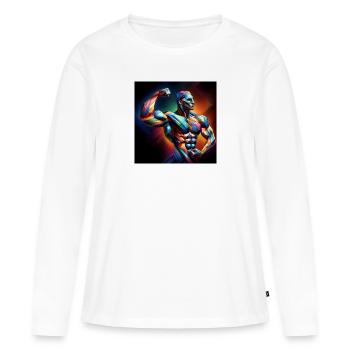 Culturisme - T-shirt manches longues Premium bio Femme - blanc - Devant - Julia (174cm)
