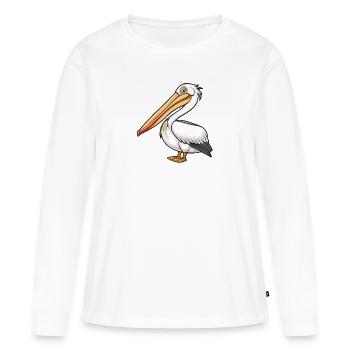 Stolzer Pelikan In Eleganter Pose - Frauen Premium Bio Langarmshirt - Weiß - Vorne - Julia (174cm)