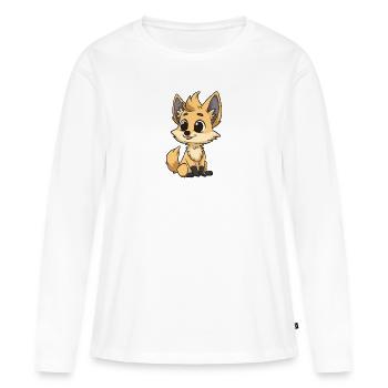 Renard mignon avec de grands yeux - T-shirt manches longues Premium bio Femme - blanc - Devant - Julia (174cm)