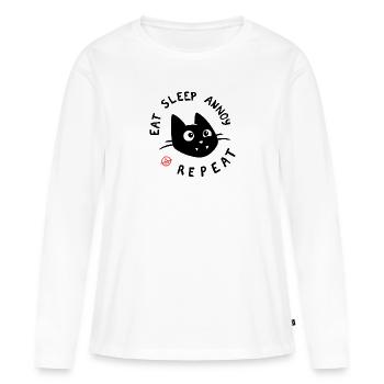 Essen, Schlafen, Ärgern, Wiederholen - Frauen Premium Bio Langarmshirt - Weiß - Vorne - Julia (174cm)