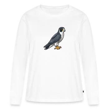 Stolzer Wanderfalke In Pose - Frauen Premium Bio Langarmshirt - Weiß - Vorne - Julia (174cm)