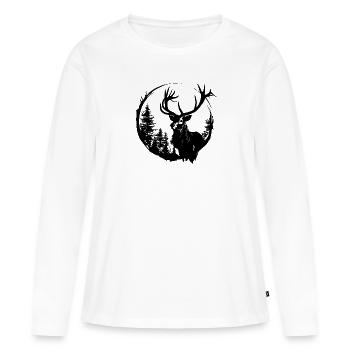 Hirsch réduit à l’essentiel - T-shirt manches longues Premium bio Femme - blanc - Devant - Julia (174cm)