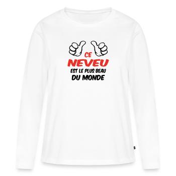 BESTER NEFFE - Frauen Premium Bio Langarmshirt - Weiß - Vorne - Julia (174cm)