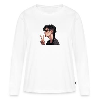 peace boys - T-shirt manches longues Premium bio Femme - blanc - Devant - Julia (174cm)