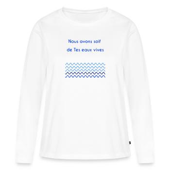 Eaux vives version 1 - T-shirt manches longues Premium bio Femme - blanc - Devant - Julia (174cm)