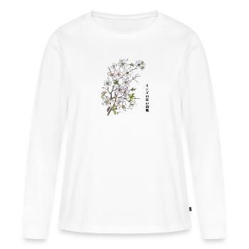 Fleurs de pommier - T-shirt manches longues Premium bio Femme - blanc - Devant - Julia (174cm)
