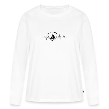 battement de cœur voile - T-shirt manches longues Premium bio Femme - blanc - Devant - Julia (174cm)