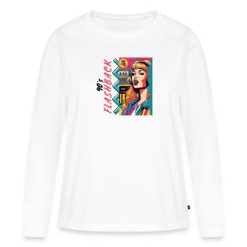 Flashback des années 90 - T-shirt manches longues Premium bio Femme - blanc - Devant - Julia (174cm)