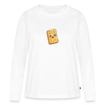 Bar à muesli croustillant style dessin animé - T-shirt manches longues Premium bio Femme - blanc - Devant - Julia (174cm)