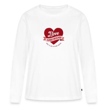 J’aime ma copine - T-shirt manches longues Premium bio Femme - blanc - Devant - Julia (174cm)