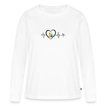 battement de cœur valise de voyage - T-shirt manches longues Premium bio Femme - blanc - Devant - Julia (174cm)