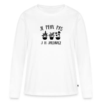 Ich kann nicht, ich habe Gartenarbeit - Frauen Premium Bio Langarmshirt - Weiß - Vorne - Julia (174cm)