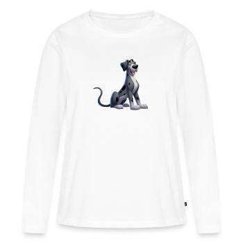 dogue allemand - T-shirt manches longues Premium bio Femme - blanc - Devant - Julia (174cm)