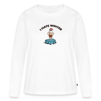 Père Noël Banquise Hiver - T-shirt manches longues Premium bio Femme - blanc - Devant - Julia (174cm)