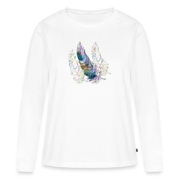 Feder - Frauen Premium Bio Langarmshirt - Weiß - Vorne - Julia (174cm)