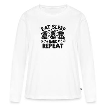 Manger Dormir Écorce Répéter - T-shirt manches longues Premium bio Femme - blanc - Devant - Julia (174cm)