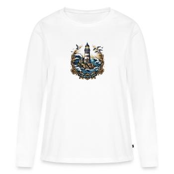 Logo du phare - T-shirt manches longues Premium bio Femme - blanc - Devant - Julia (174cm)